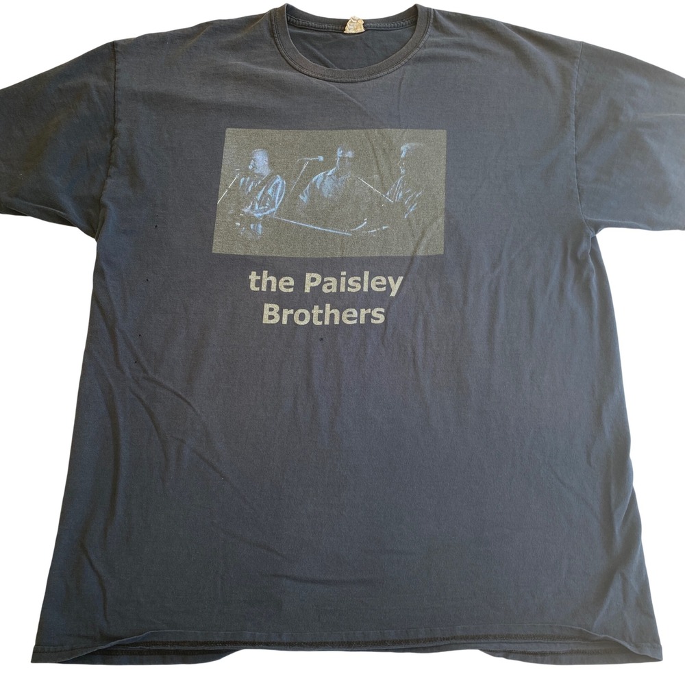 The Paisley Brothers Band Graphic T-Shirt Faded Black Distressed Mens Large‎